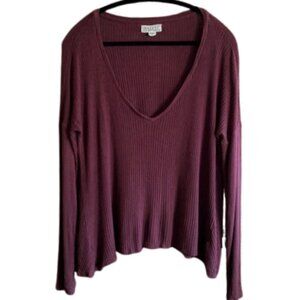 Velvet by Graham & Spencer cozy comfy waffle ribbed long sleeve top tee